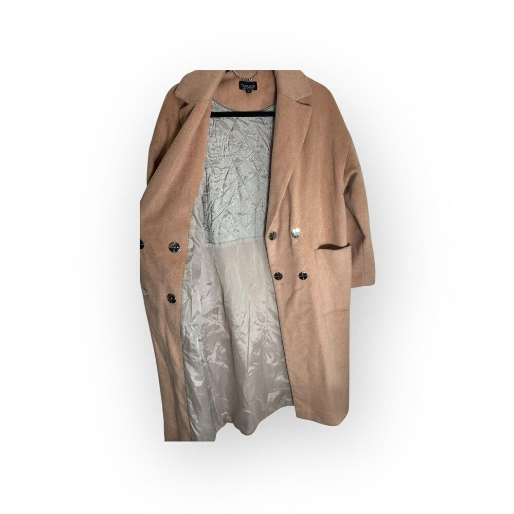 TOPSHOP Lily Soft Pink Dusty Rose Tailored Chic Trench Duster Coat Size 6 - Picture 8 of 10
